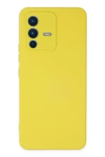 Uray store Vivo V23 5G Kılıf Nano içi Kadife Silikon - Sarı
