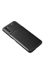 Uray store Vivo Y11S Kılıf Auto Focus Karbon Kapak - Siyah - Görsel 2