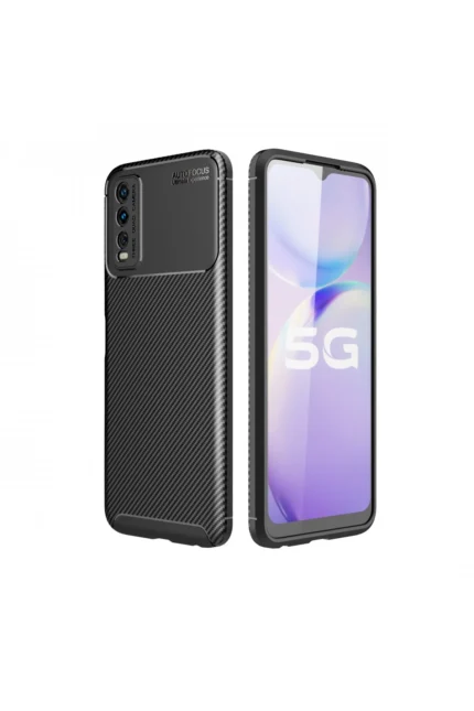 Uray store Vivo Y11S Kılıf Auto Focus Karbon Kapak - Siyah