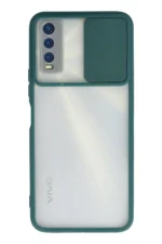 Uray store Vivo Y11S Kılıf Palm Buzlu Kamera Sürgülü Silikon - Yeşil