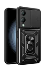 Uray store Vivo Y17S Kılıf Pars Lens Yüzüklü Silikon - Siyah