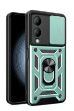 Uray store Vivo Y17S Kılıf Pars Lens Yüzüklü Silikon - Yeşil