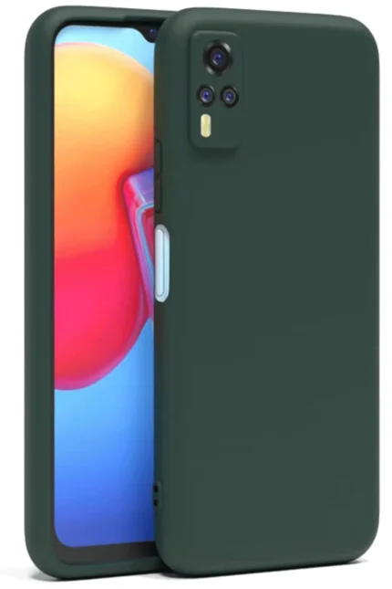 Uray store Vivo Y53S Kılıf Nano içi Kadife Silikon - Koyu Yeşil