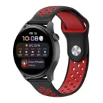 Uray store Watch 20mm Spor Delikli Kordon - Siyah-Kırmızı