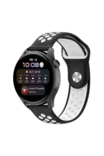 Uray store Watch 22mm Spor Delikli Kordon - Siyah-Beyaz