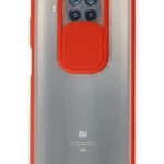 Uray store Xiaomi Mi 10T Lite Kılıf Palm Buzlu Kamera Sürgülü Silikon - Kırmızı