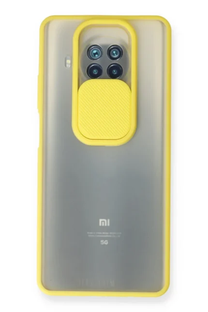Uray store Xiaomi Mi 10T Lite Kılıf Palm Buzlu Kamera Sürgülü Silikon - Sarı