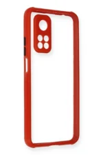 Uray store Xiaomi Mi 10T Pro Kılıf Miami Şeffaf Silikon - Kırmızı