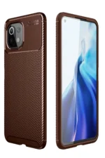Uray store Xiaomi Mİ 11 Lite Kılıf Auto Focus Karbon Kapak - Kahverengi