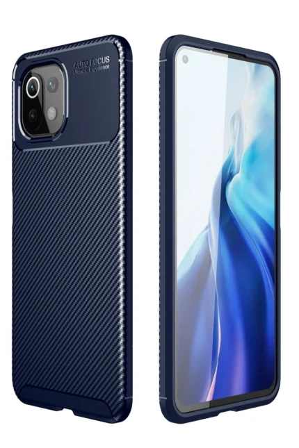 Uray store Xiaomi Mİ 11 Lite Kılıf Auto Focus Karbon Kapak - Lacivert