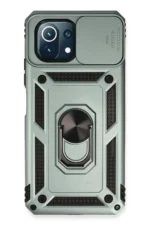 Uray store Xiaomi Mİ 11 Lite Kılıf Pars Lens Yüzüklü Silikon - Yeşil
