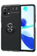 Uray store Xiaomi Mİ 11 Lite Kılıf Range Yüzüklü Silikon - Siyah