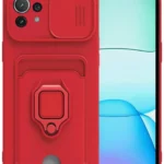 Uray store Xiaomi Mİ 11 Lite Kılıf Zuma Kartvizitli Yüzüklü Silikon - Kırmızı