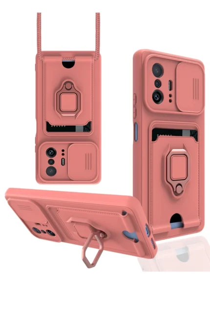 Uray store Xiaomi Mi 11T Pro Kılıf Zuma Kartvizitli Yüzüklü Silikon - Pembe