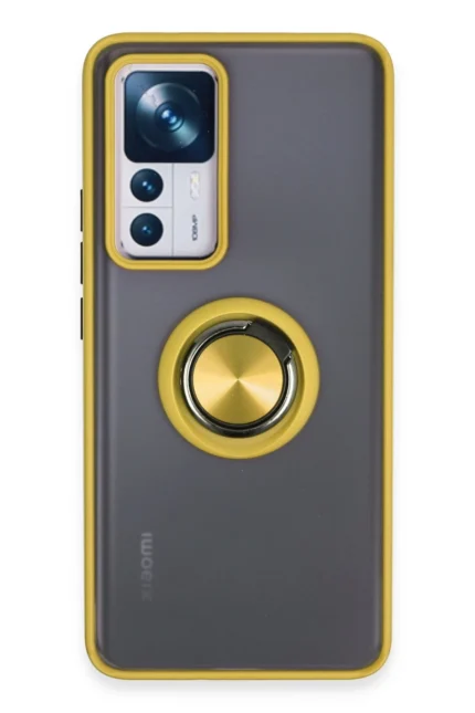 Uray store Xiaomi Mi 12T Pro Kılıf Montreal Yüzüklü Silikon Kapak - Sarı