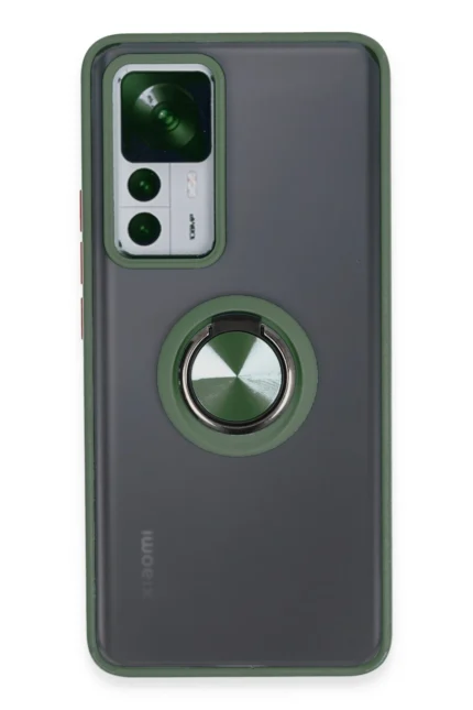 Uray store Xiaomi Mi 12T Pro Kılıf Montreal Yüzüklü Silikon Kapak - Yeşil