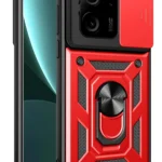 Uray store Xiaomi Mi 13T Pro Kılıf Pars Lens Yüzüklü Silikon - Kırmızı