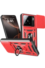Uray store Xiaomi Mi 15 Kılıf Pars Lens Yüzüklü Silikon - Kırmızı