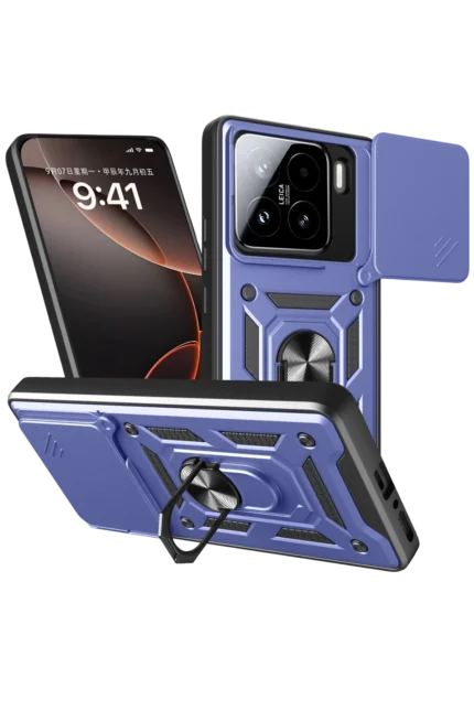 Uray store Xiaomi Mi 15 Kılıf Pars Lens Yüzüklü Silikon - Lacivert