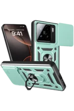 Uray store Xiaomi Mi 15 Kılıf Pars Lens Yüzüklü Silikon - Yeşil