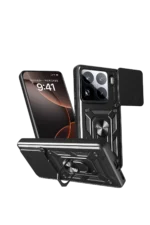 Uray store Xiaomi Mi 15 Pro Kılıf Pars Lens Yüzüklü Silikon - Siyah