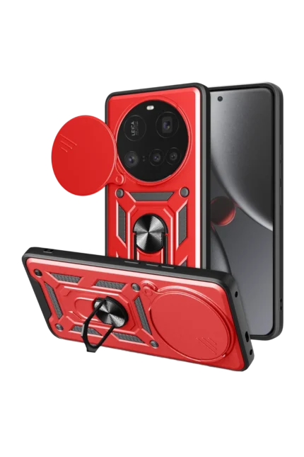 Uray store Xiaomi Mi 15 Ultra Kılıf Pars Lens Yüzüklü Silikon - Kırmızı