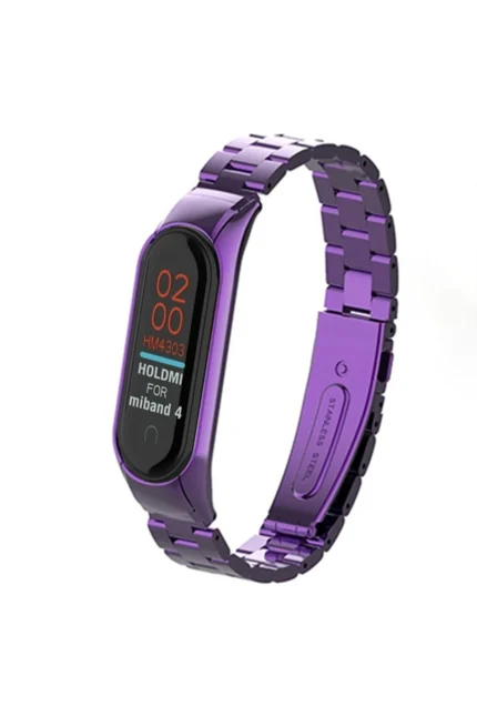 Uray store Xiaomi Mi Band 4 Metal Baklalı Kordon - Mor