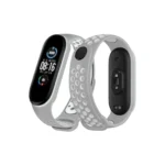 Uray store Xiaomi Mi Band 6 Spor Delikli Kordon - Gri-Kırmızı