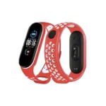 Uray store Xiaomi Mi Band 6 Spor Delikli Kordon - Kırmızı-Beyaz