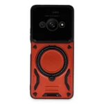 Uray store Xiaomi Poco C61 Kılıf Joy Lens Standlı Kapak - Kırmızı