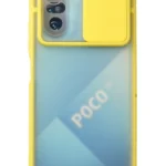 Uray store Xiaomi Poco F3 Kılıf Palm Buzlu Kamera Sürgülü Silikon - Sarı