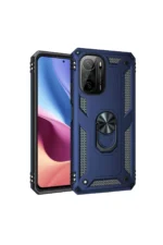 Uray store Xiaomi Poco F3 Kılıf Sofya Yüzüklü Silikon Kapak - Lacivert