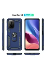 Uray store Xiaomi Poco F3 Kılıf Sofya Yüzüklü Silikon Kapak - Lacivert - Görsel 3