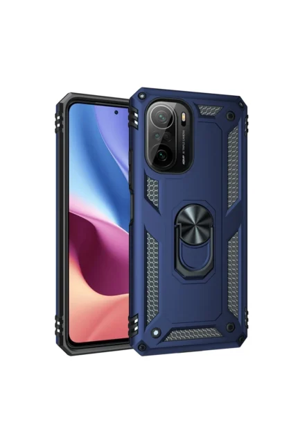 Uray store Xiaomi Poco F3 Kılıf Sofya Yüzüklü Silikon Kapak - Lacivert