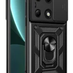 Uray store Xiaomi Poco M6 Pro 4G Kılıf Pars Lens Yüzüklü Silikon - Siyah