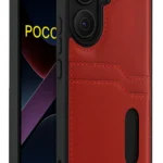 Uray store Xiaomi Poco X7 Pro Kılıf Sara Kartvizitli Deri Kılıf - Kırmızı