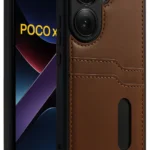 Uray store Xiaomi Poco X7 Pro Kılıf Sara Kartvizitli Deri Kılıf - Taba