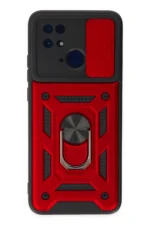 Uray store Xiaomi Redmi 10C Kılıf Pars Lens Yüzüklü Silikon - Kırmızı