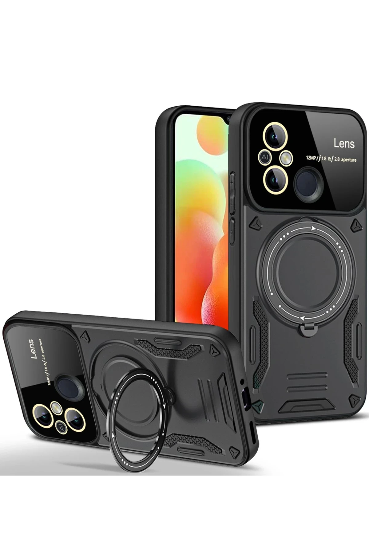 newface-xiaomi-redmi-12c-kilif-joy-lens-standli-kapak-siyah-default Uray store Xiaomi Redmi 12C Kılıf Joy Lens Standlı Kapak - Siyah - Görsel 1