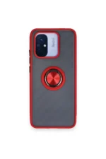 Uray store Xiaomi Redmi 12C Kılıf Montreal Yüzüklü Silikon Kapak - Kırmızı