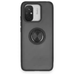 Uray store Xiaomi Redmi 12C Kılıf Montreal Yüzüklü Silikon Kapak - Siyah
