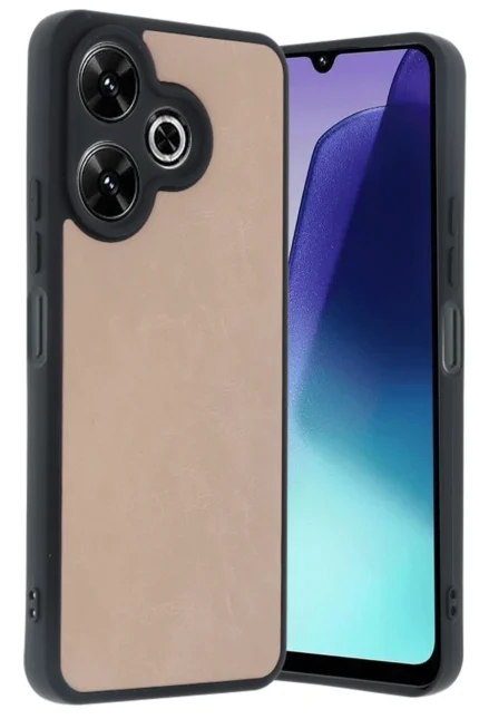 Uray store Xiaomi Redmi 13 4G Kılıf Aras Deri Kapak - Pudra