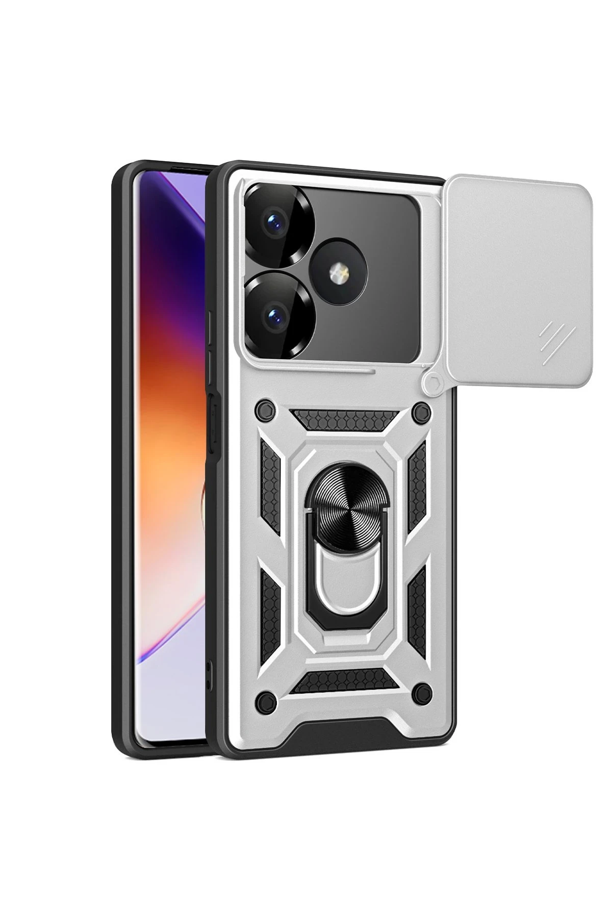newface-xiaomi-redmi-13-4g-kilif-pars-lens-yuzuklu-silikon-gumus-default Uray store Xiaomi Redmi 13 4G Kılıf Pars Lens Yüzüklü Silikon - Gümüş - Görsel 1