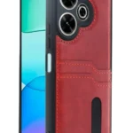 Uray store Xiaomi Redmi 13 4G Kılıf Sara Kartvizitli Deri Kılıf - Kırmızı