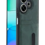 Uray store Xiaomi Redmi 13 4G Kılıf Sara Kartvizitli Deri Kılıf - Koyu Yeşil