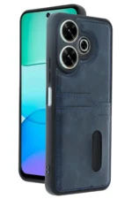 Uray store Xiaomi Redmi 13 4G Kılıf Sara Kartvizitli Deri Kılıf - Lacivert