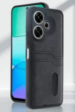 Uray store Xiaomi Redmi 13 4G Kılıf Sara Kartvizitli Deri Kılıf - Siyah - Görsel 2