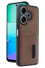 Uray store Xiaomi Redmi 13 4G Kılıf Sara Kartvizitli Deri Kılıf - Taba