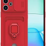 Uray store Xiaomi Redmi 13 4G Kılıf Zuma Kartvizitli Yüzüklü Silikon - Kırmızı