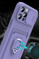 Uray store Xiaomi Redmi 13 4G Kılıf Zuma Kartvizitli Yüzüklü Silikon - Lila - Görsel 3